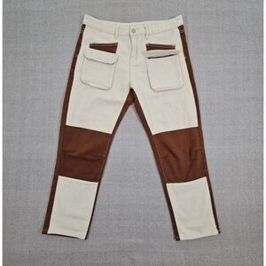 Color Block Denim Jeans Men's 32x28 Brown & Tan Streetwear Retro Y2K 100% Cotton